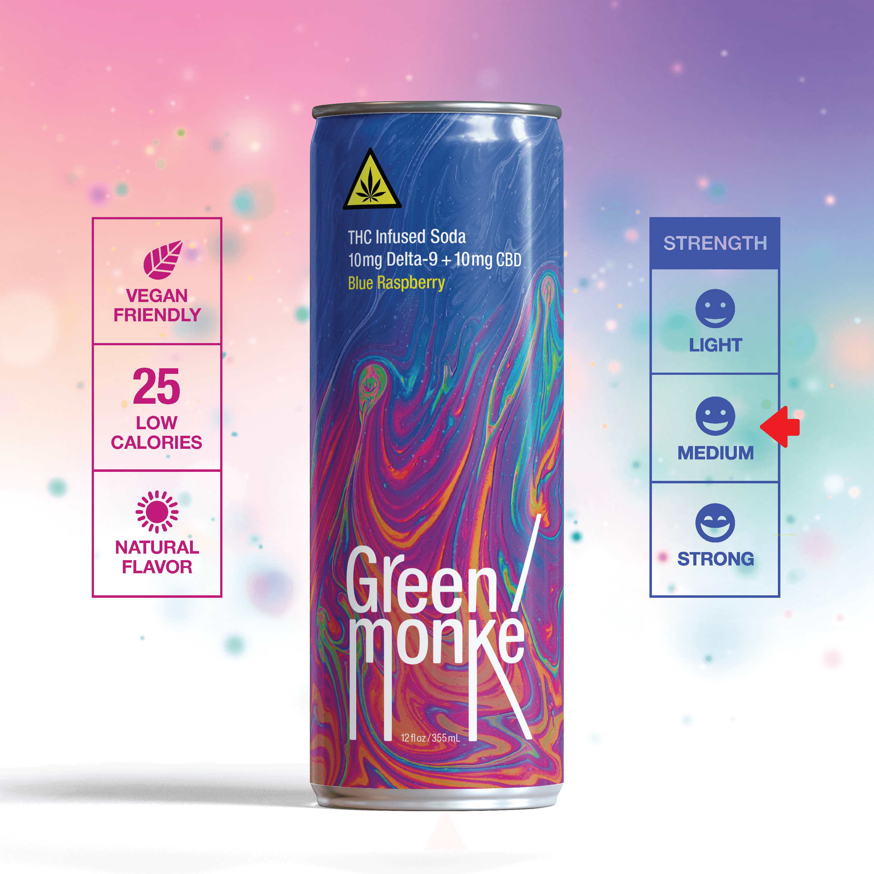 Green Monké Blue Raspberry Soda