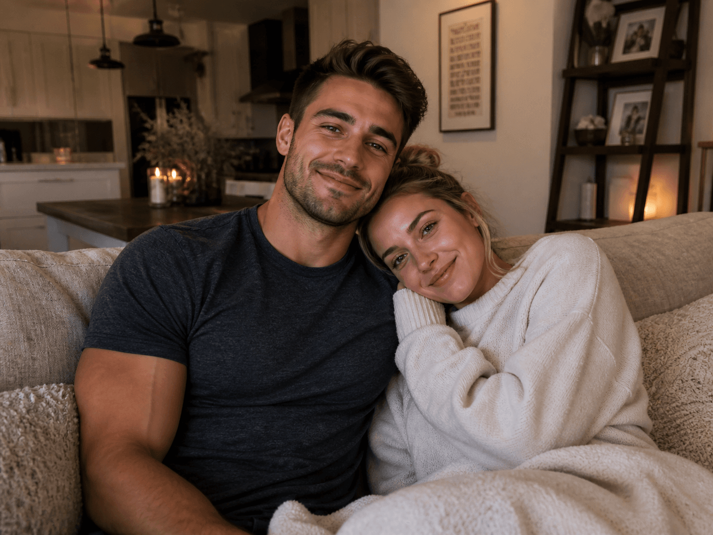 Couple relaxing together on a couch